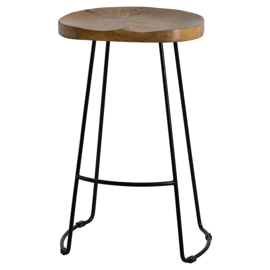 Franklin Hardwood Shaped Barstool Industrial Handcrafted - Pure Luxe Living 