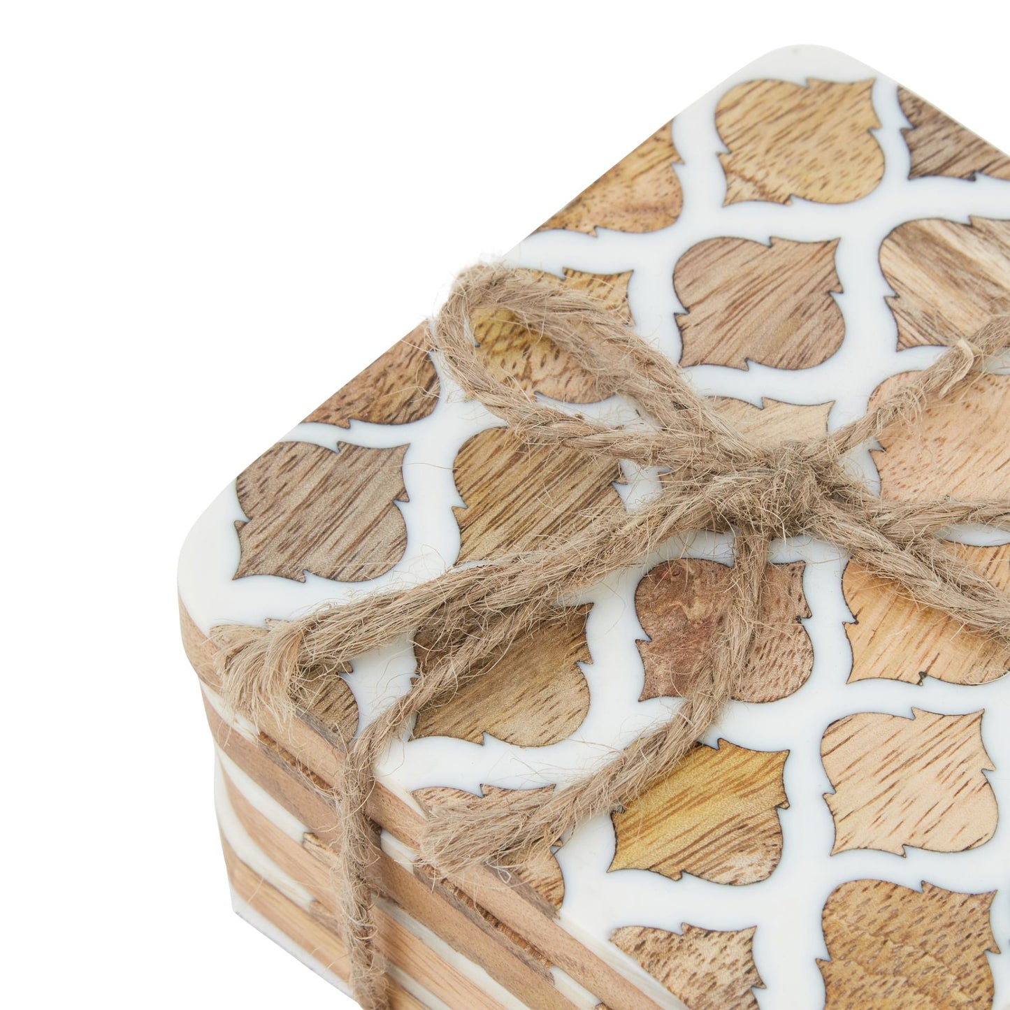 Wood Effect White Geometric Coasters - Pure Luxe Living 