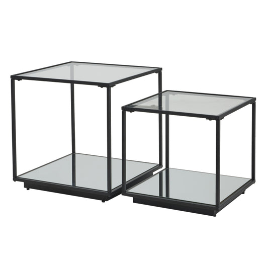 Lennox Black Framed Set Of 2 Side Tables - Pure Luxe Living  #