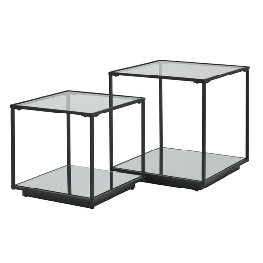 Lennox Black Framed Set Of 2 Side Tables - Pure Luxe Living  #
