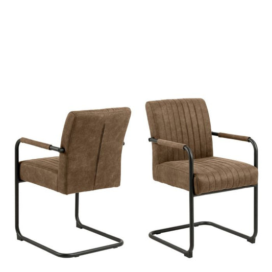 Adele Dining Chair in Light Brown Fabric Set of Two - Pure Luxe Living 