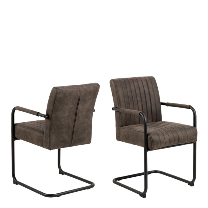 Adele Dining Chair in Grey Fabric Set of Two - Pure Luxe Living 