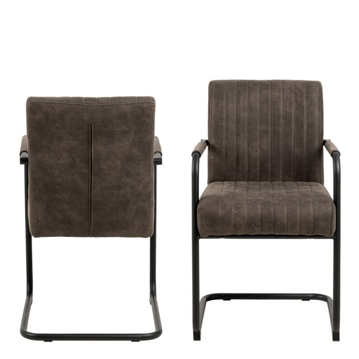 Adele Dining Chair in Grey Fabric Set of Two - Pure Luxe Living 