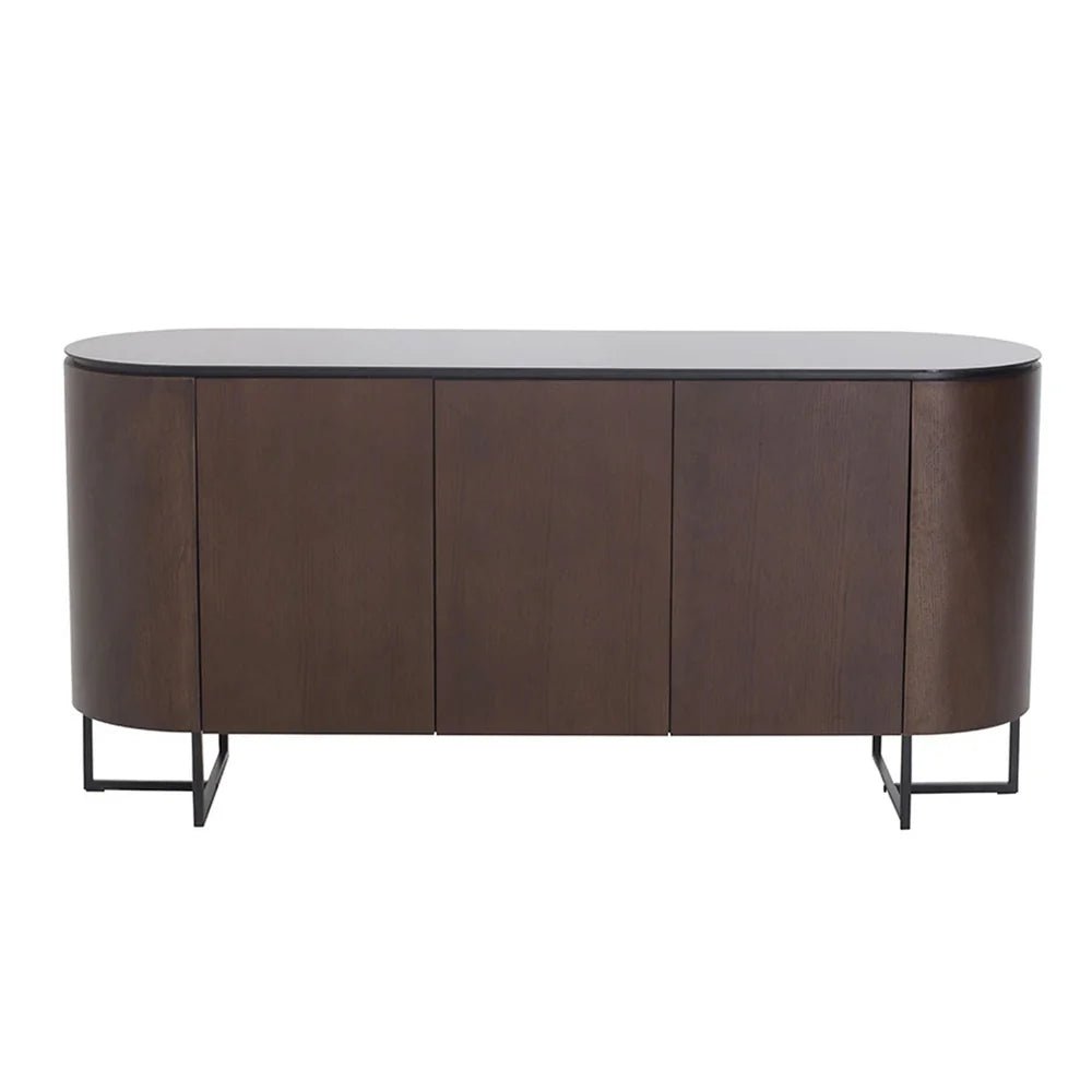 Angus Dark Brown Wooden Sideboard with a Glass Top - Pure Luxe Living 