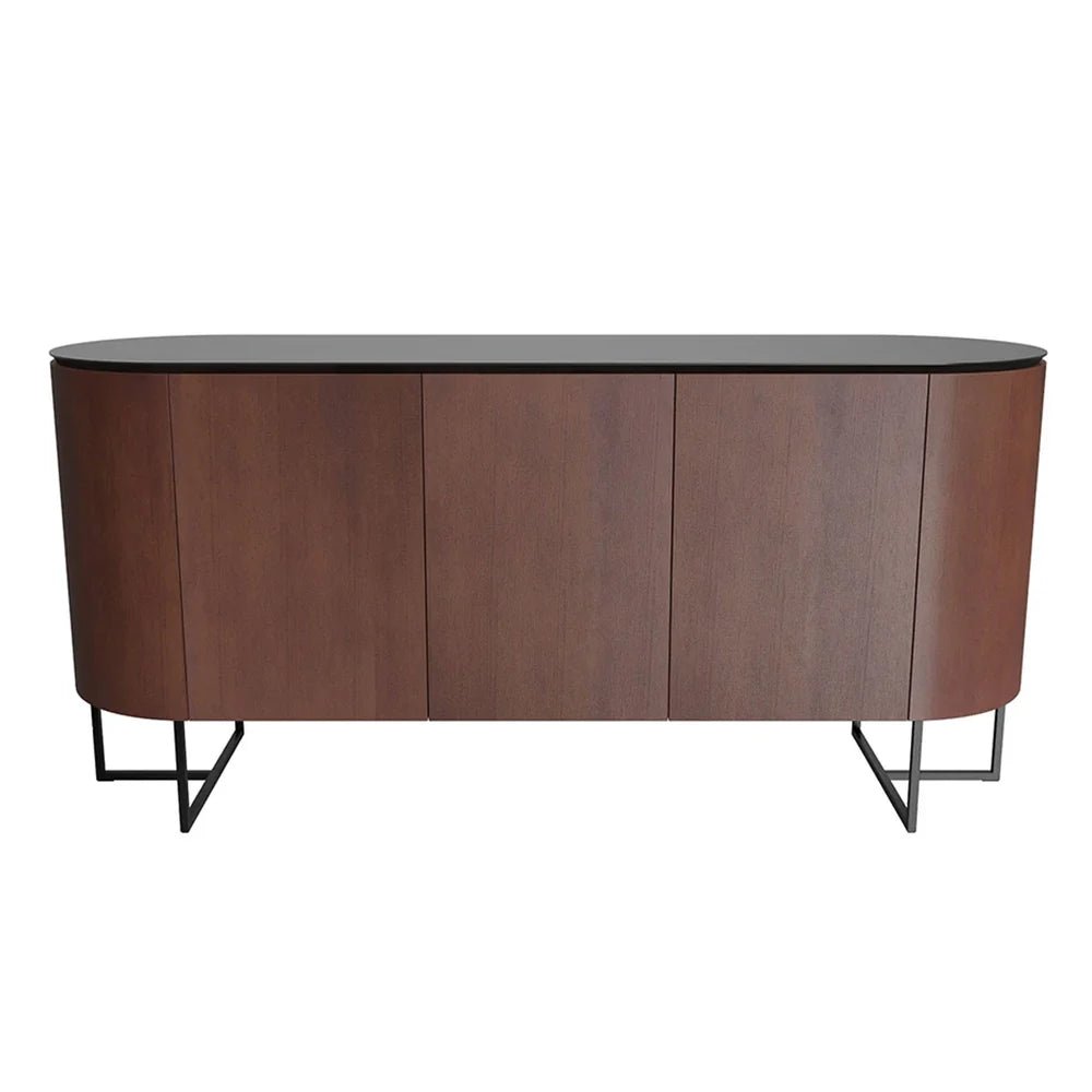 Angus Dark Brown Wooden Sideboard with a Glass Top - Pure Luxe Living 