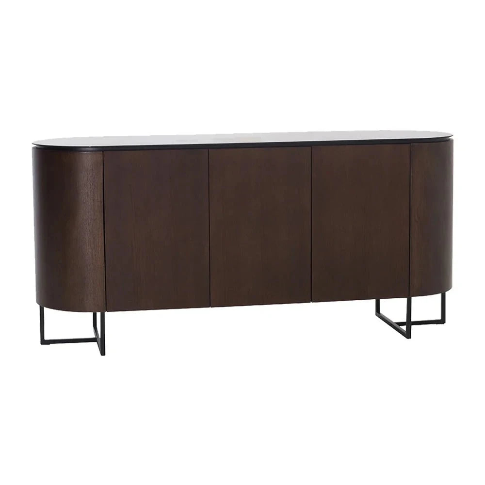 Angus Dark Brown Wooden Sideboard with a Glass Top - Pure Luxe Living 