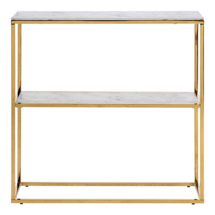 Alisma Console Table with Marble Effect Glass Top & Gold Legs - Pure Luxe Living 