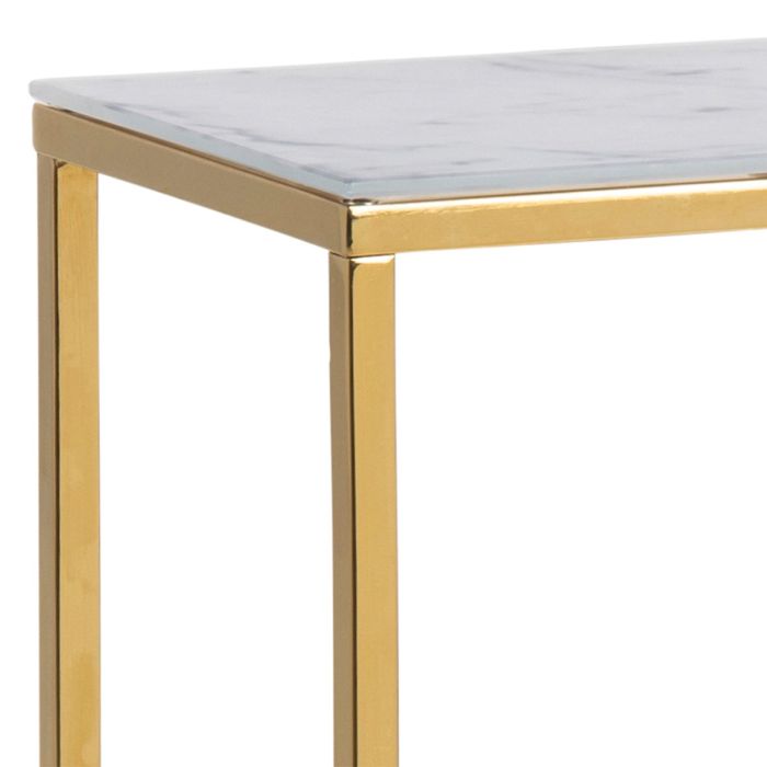 Alisma Console Table with Marble Effect Glass Top & Gold Legs - Pure Luxe Living 