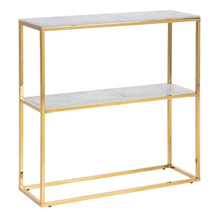 Alisma Console Table with Marble Effect Glass Top & Gold Legs - Pure Luxe Living 