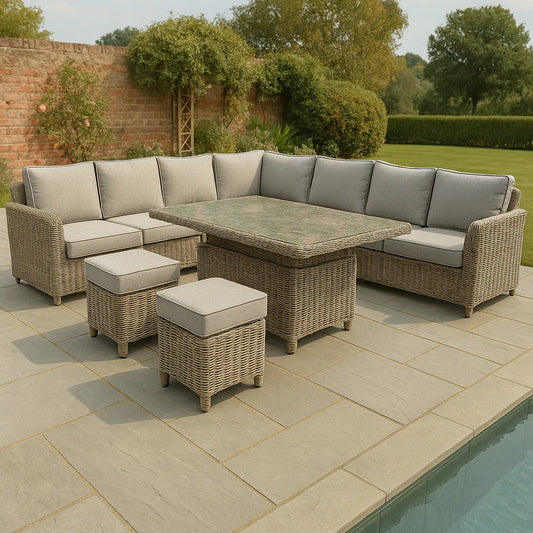 Amalfi Outdoor Large Corner Set With Riser Table + 2 Stools - Pure Luxe Living  #