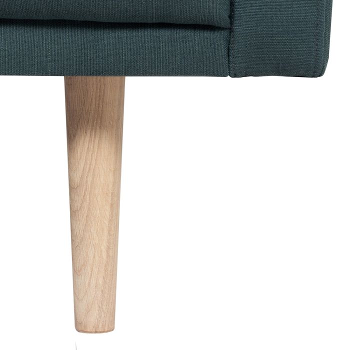 Larvik Chaise longue Sofa Left Hand in Dark Green with Oak Legs - Pure Luxe Living 