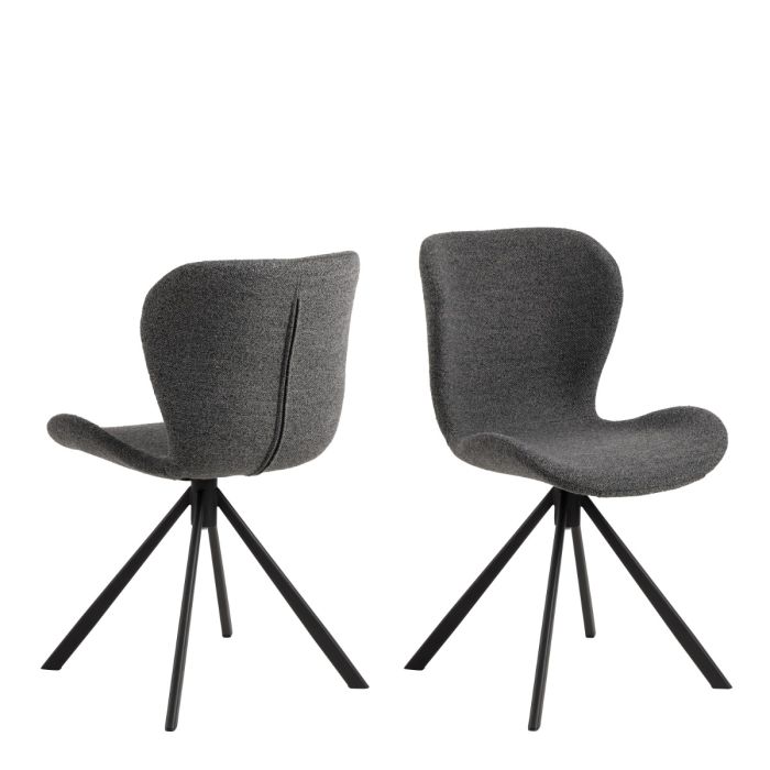 Batilda Swivel Dining chairs in Grey Fabric Set of Two - Pure Luxe Living 