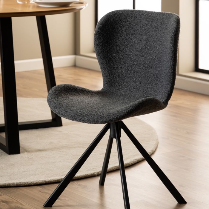 Batilda Swivel Dining chairs in Grey Fabric Set of Two - Pure Luxe Living 