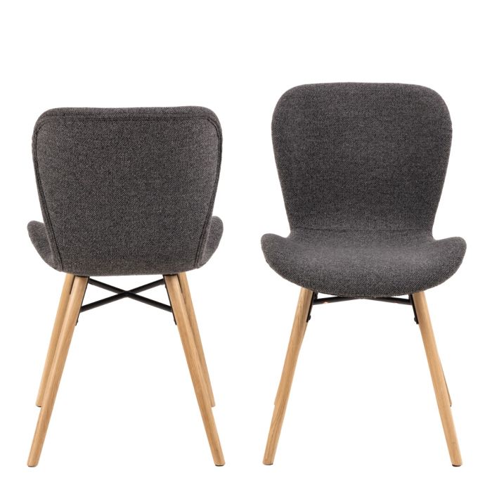 Batilda Dining Chairs in Grey Fabric with Oak Legs Set of Two - Pure Luxe Living 