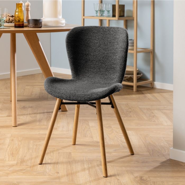 Batilda Dining Chairs in Grey Fabric with Oak Legs Set of Two - Pure Luxe Living 