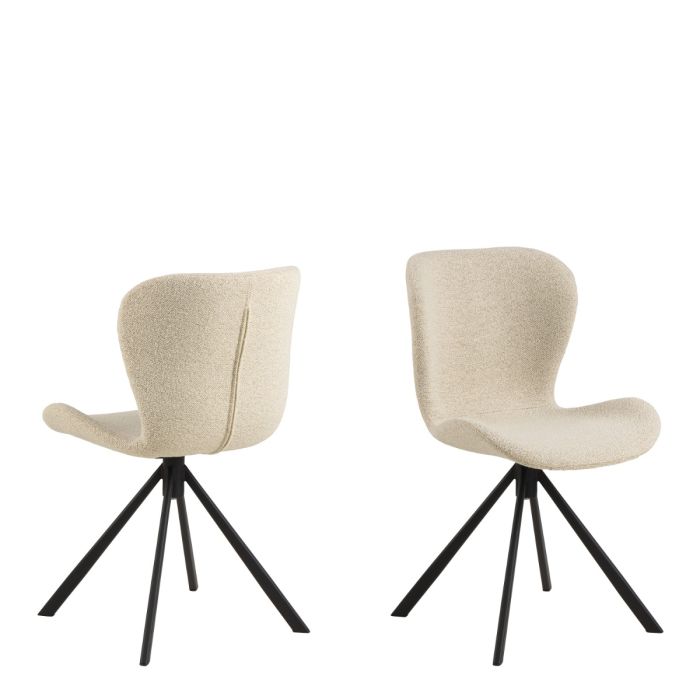 Batilda Swivel Dining Chairs in Cream Fabric Set of Two - Pure Luxe Living 