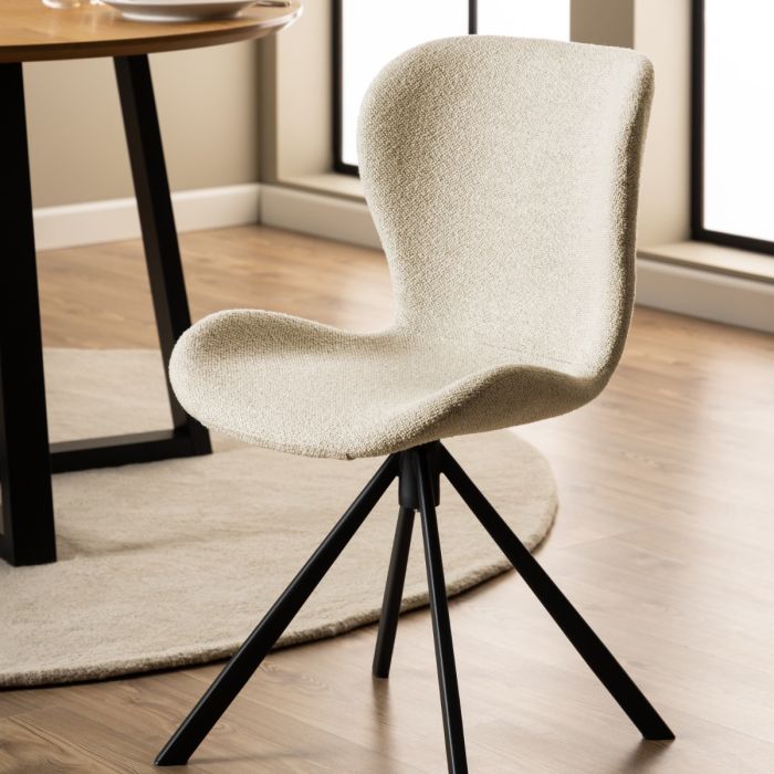 Batilda Swivel Dining Chairs in Cream Fabric Set of Two - Pure Luxe Living 