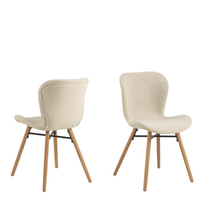 Batilda Dining Chairs in Cream Fabric with Oak Legs Set of Two - Pure Luxe Living 