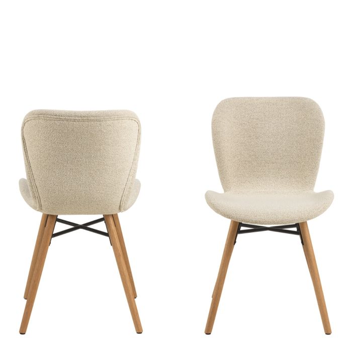 Batilda Dining Chairs in Cream Fabric with Oak Legs Set of Two - Pure Luxe Living 