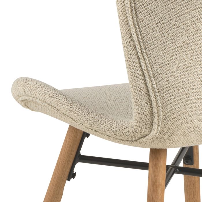 Batilda Dining Chairs in Cream Fabric with Oak Legs Set of Two - Pure Luxe Living 