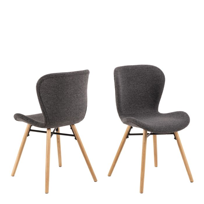 Batilda Dining Chairs in Grey Fabric with Oak Legs Set of Two - Pure Luxe Living 