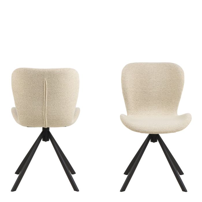 Batilda Swivel Dining Chairs in Cream Fabric Set of Two - Pure Luxe Living 