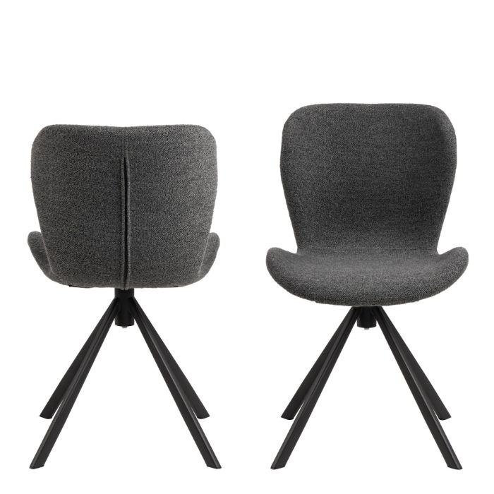 Batilda Swivel Dining chairs in Grey Fabric Set of Two - Pure Luxe Living 