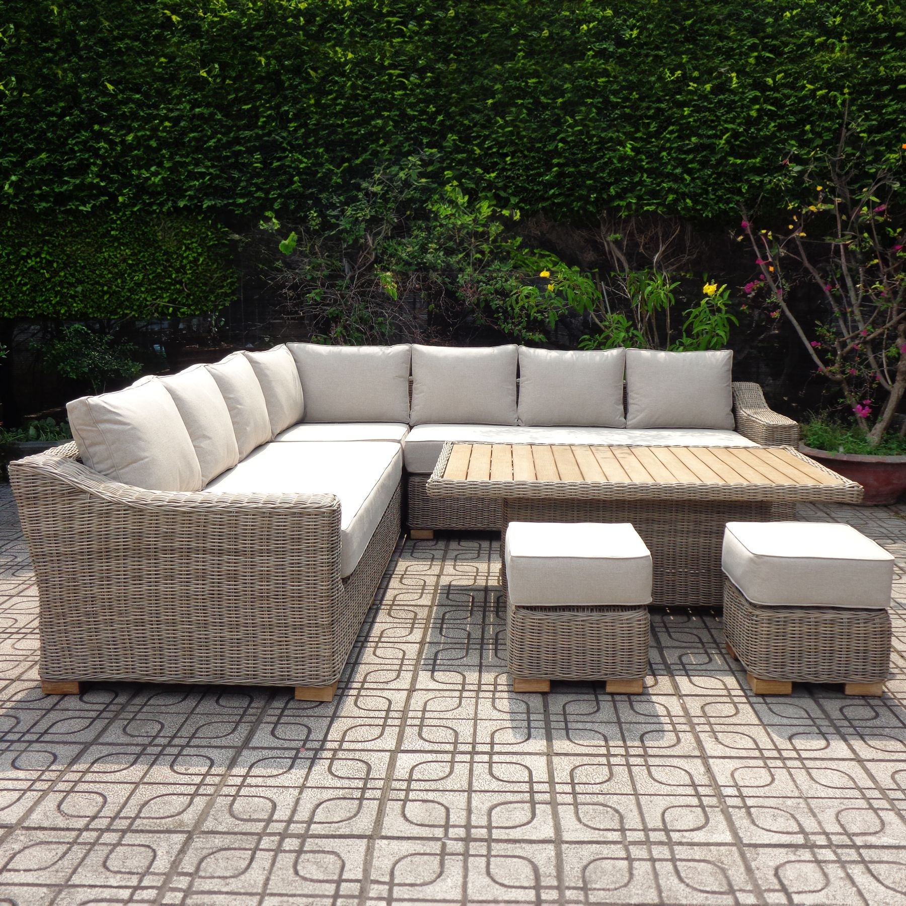 Capri Large Outdoor Corner Set with Riser Table and Two Stools - Pure Luxe Living 