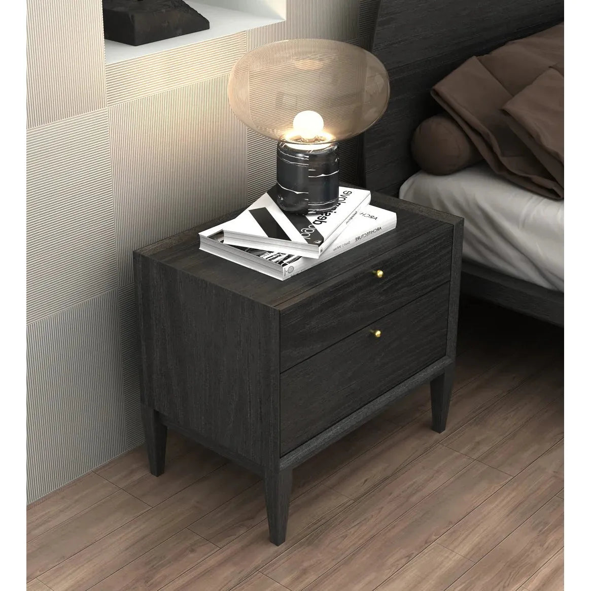 Pacino Bedside Table 2 Soft Closing Drawers - Pure Luxe Living 