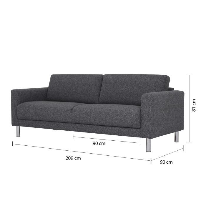 Clayton Three Seater Sofa in Anthracite - Pure Luxe Living 