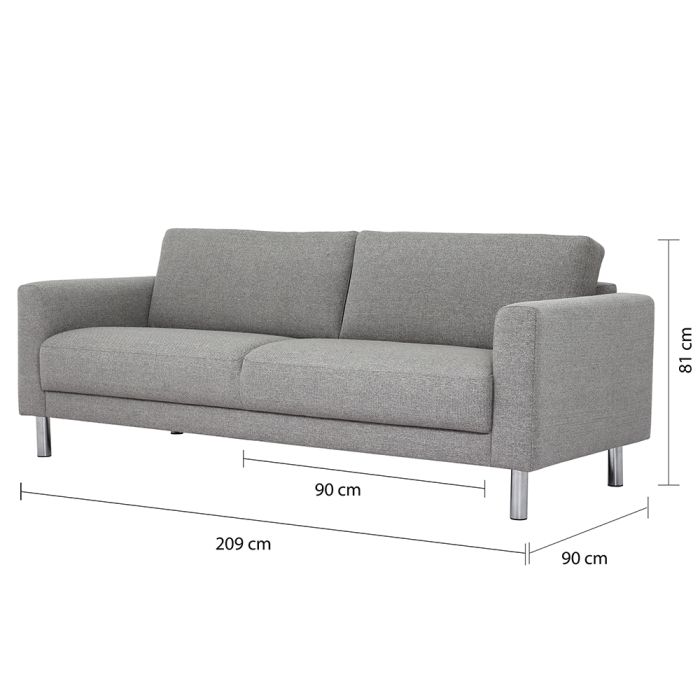 Clayton Three Seater Sofa in Light Grey - Pure Luxe Living 