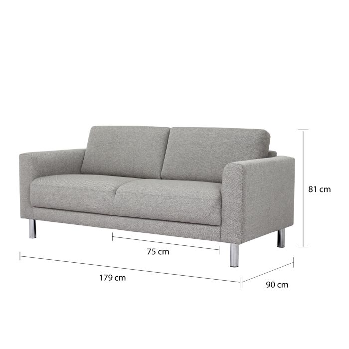 Clayton Two Seater Sofa - Light Grey - Pure Luxe Living 