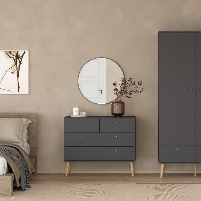 Cumbria Chest 2 + 2 Drawers Dark Grey - Pure Luxe Living 