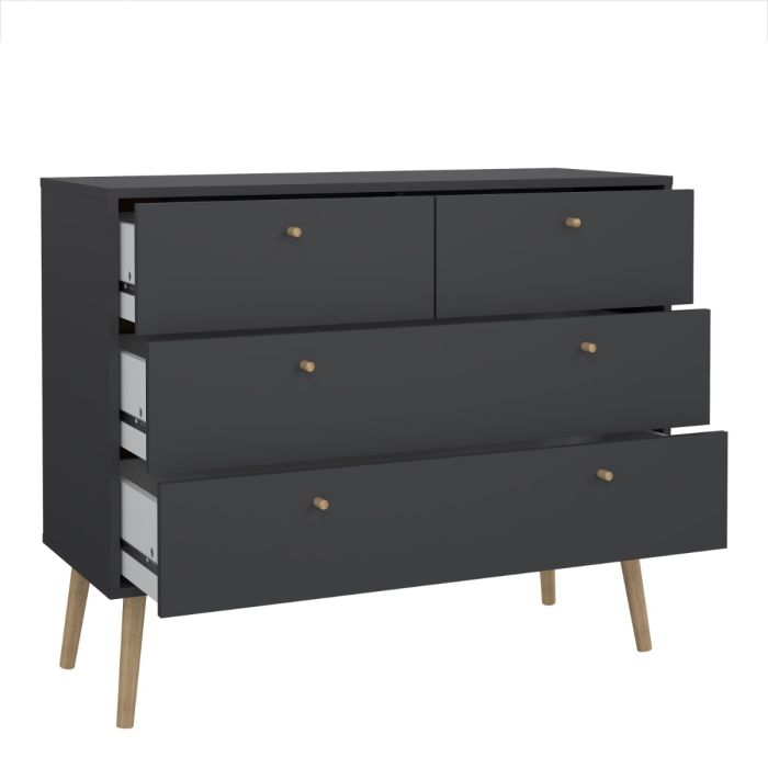 Cumbria Chest 2 + 2 Drawers Dark Grey - Pure Luxe Living 