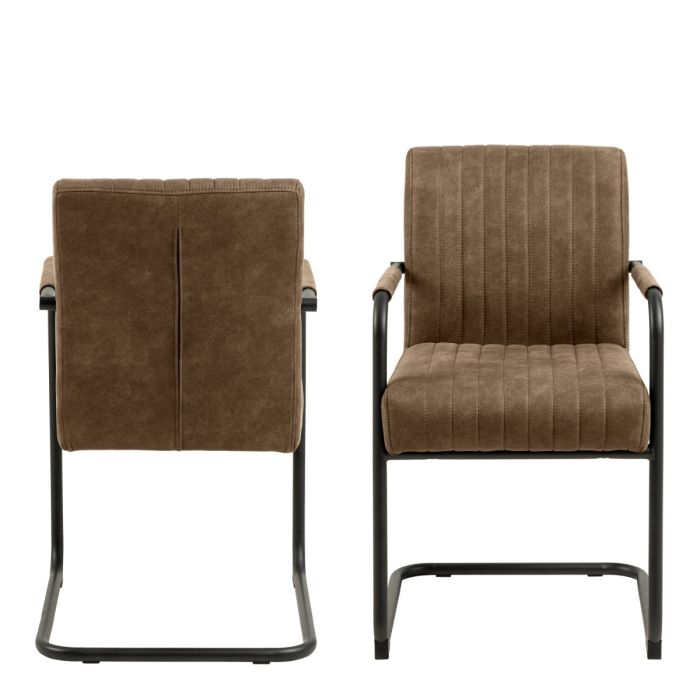 Adele Dining Chair in Light Brown Fabric Set of Two - Pure Luxe Living 