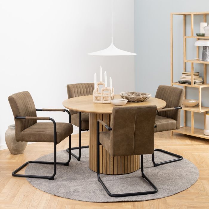 Adele Dining Chair in Light Brown Fabric Set of Two - Pure Luxe Living 