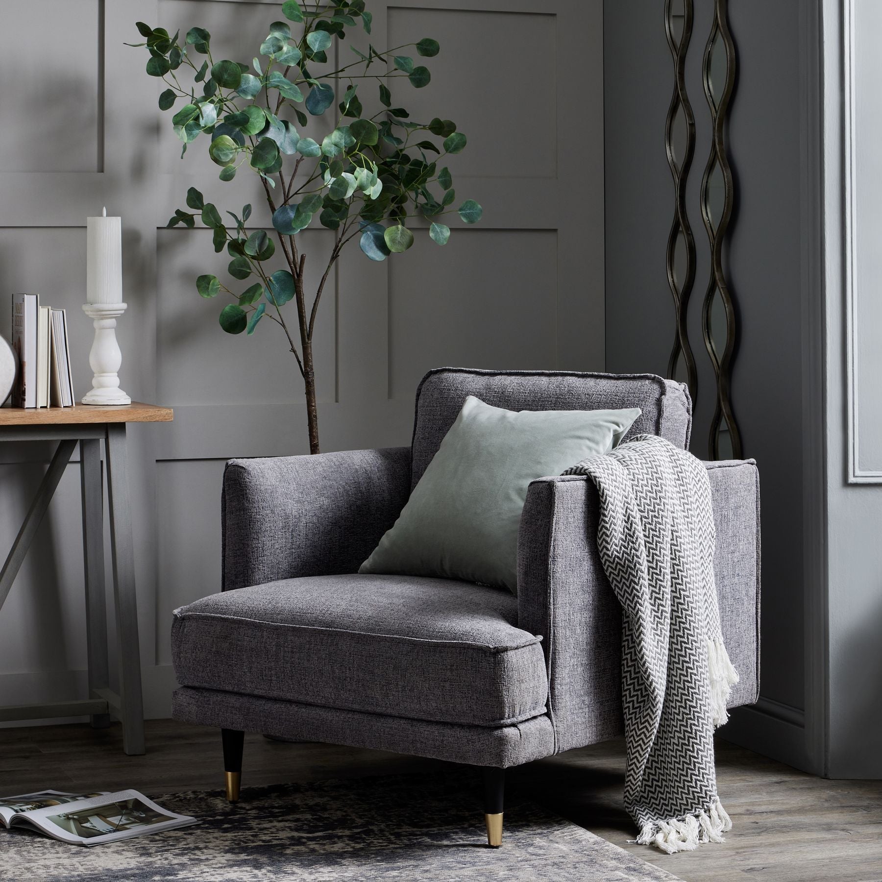 Hampton Grey Large Arm Chair - Pure Luxe Living 