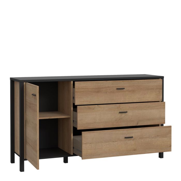 High Rock Sideboard in Riviera Oak and Matt Black - Pure Luxe Living 