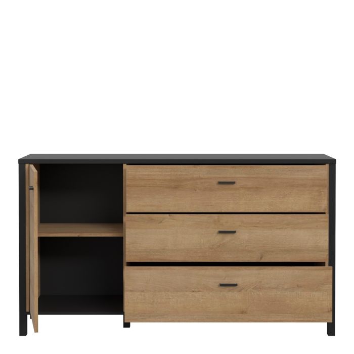 High Rock Sideboard in Riviera Oak and Matt Black - Pure Luxe Living 