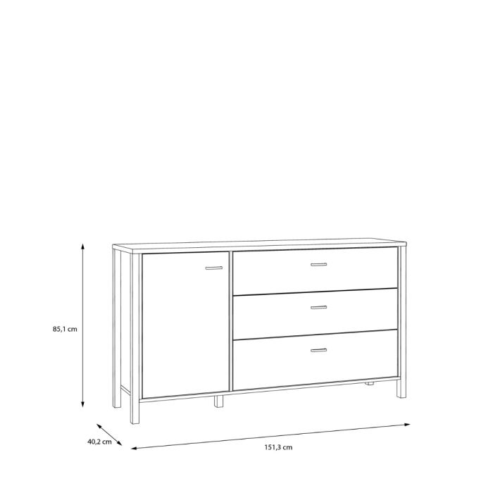 High Rock Sideboard in Riviera Oak and Matt Black - Pure Luxe Living 