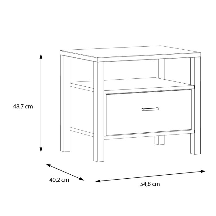 High Rock Bedside Riviera Oak and Matt Black - Pure Luxe Living 