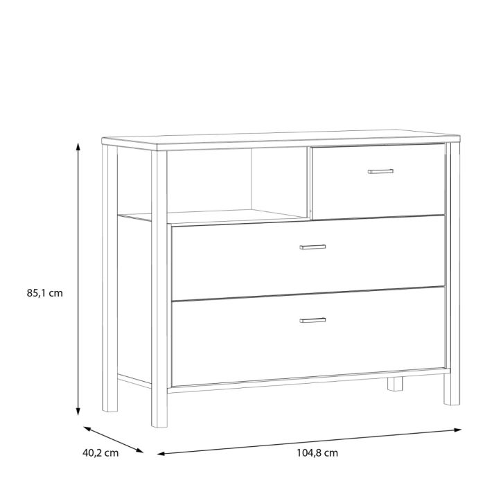 High Rock Chest of Drawers in Riviera Oak and Matt Black - Pure Luxe Living 