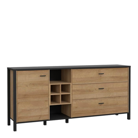 High Rock Large Sideboard in Riviera Oak and Matt Black - Pure Luxe Living 