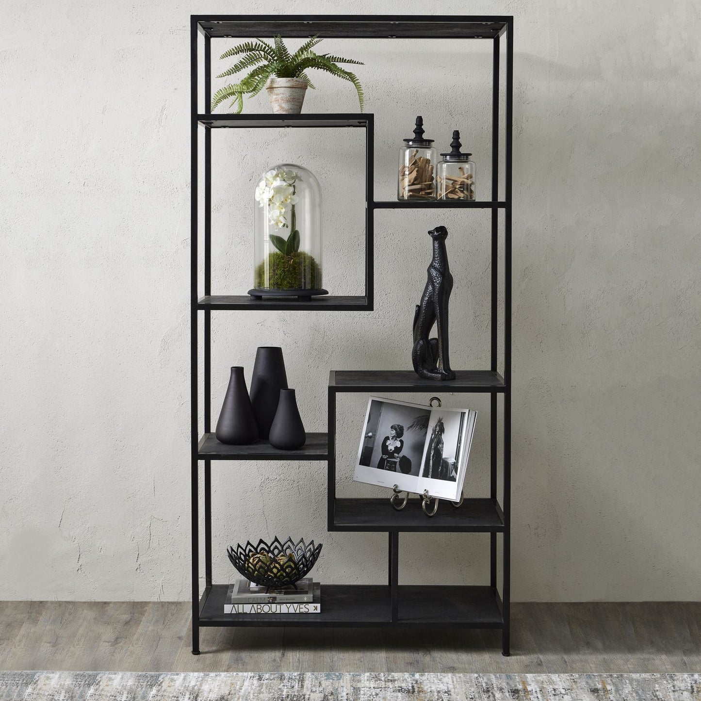 Large Black Multi Shelf Unit - Pure Luxe Living 