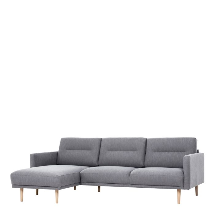 Larvik Chaise longue Sofa Left Hand in Grey with Oak Legs - Pure Luxe Living 