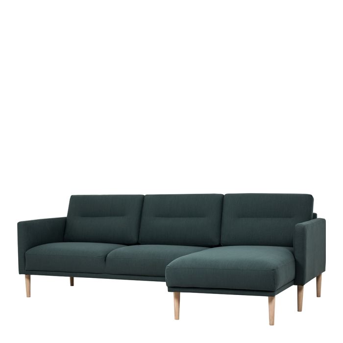 Larvik Chaise longue Sofa Right Hand in Dark Green with Oak Legs - Pure Luxe Living 