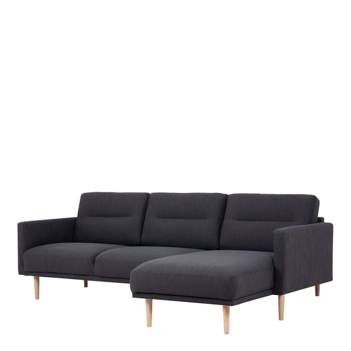 Larvik Chaise Longue Sofa Right Hand in Anthracite with Oak Legs - Pure Luxe Living 