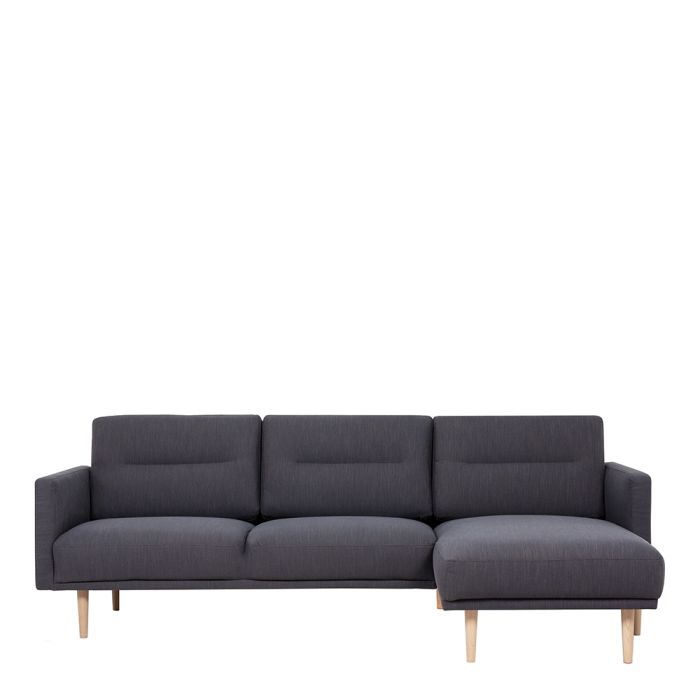 Larvik Chaise Longue Sofa Right Hand in Anthracite with Oak Legs - Pure Luxe Living 