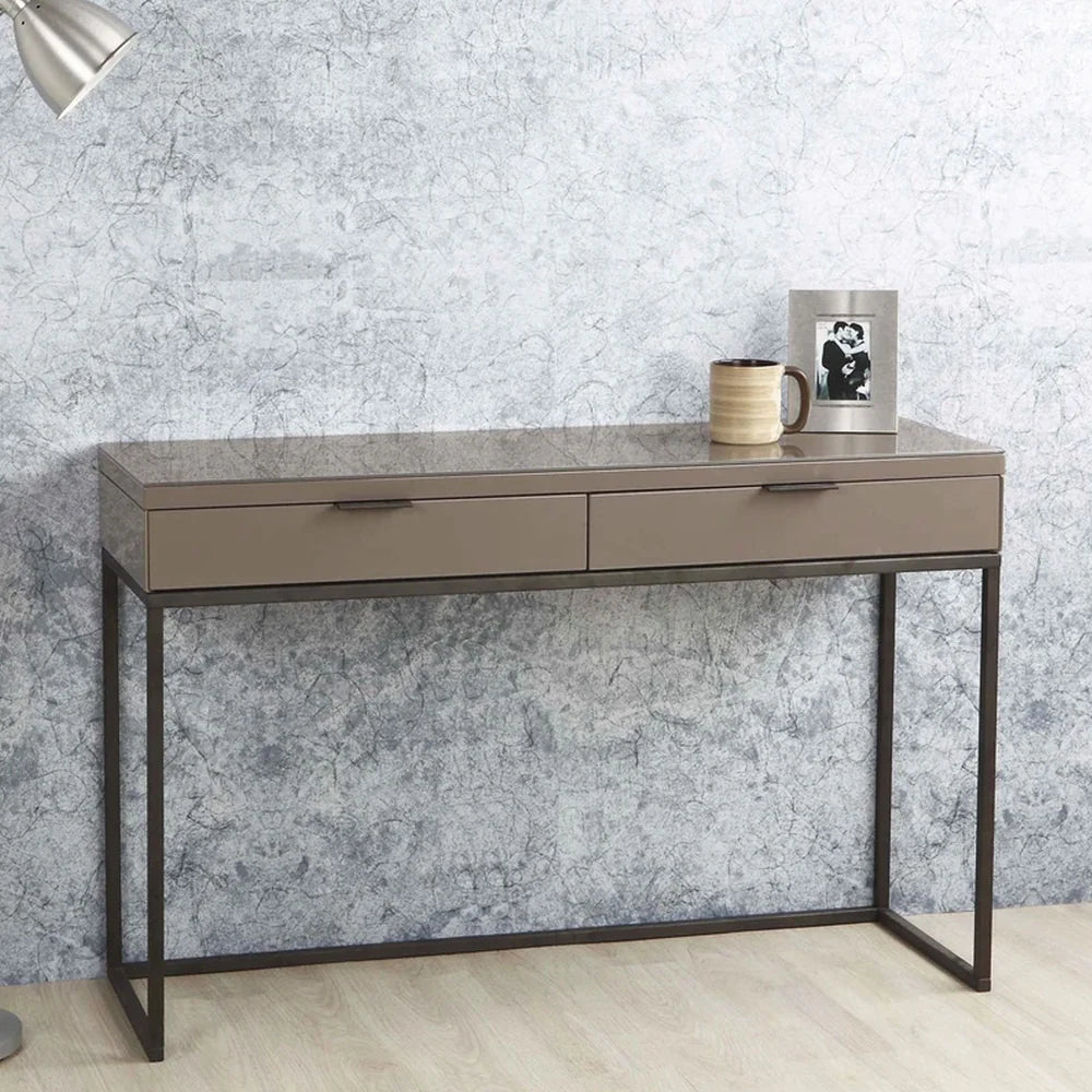 Lustro Two Drawers Console Table-Grey - Pure Luxe Living 