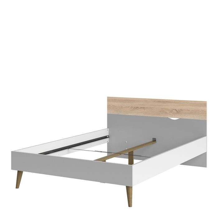 Oslo Double Bed in White and Oak - Pure Luxe Living 